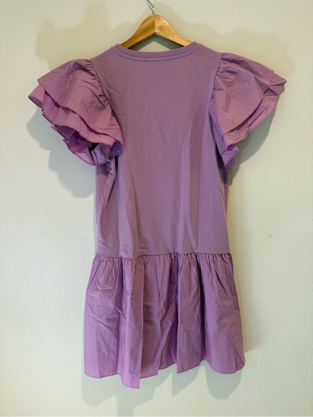 English Factory Layered Ruffle Mini Dress Lilac- Sz M - Picture 2 of 4